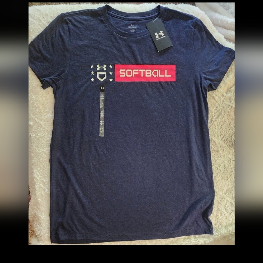 NWT Under Armour Freedom Red White & Blue Softball Tee